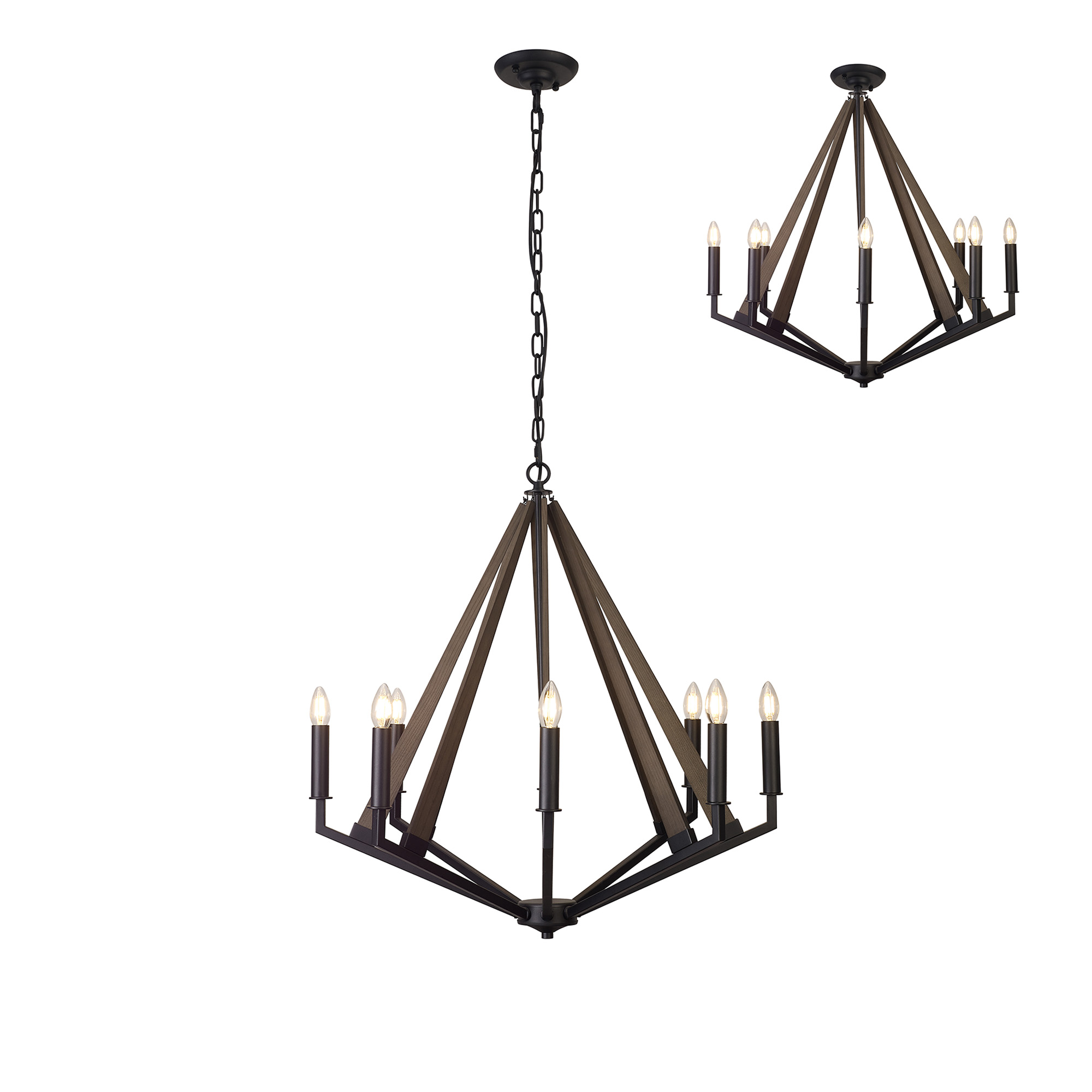 IL32684  Hilton Pendant 8 Light Satin Black